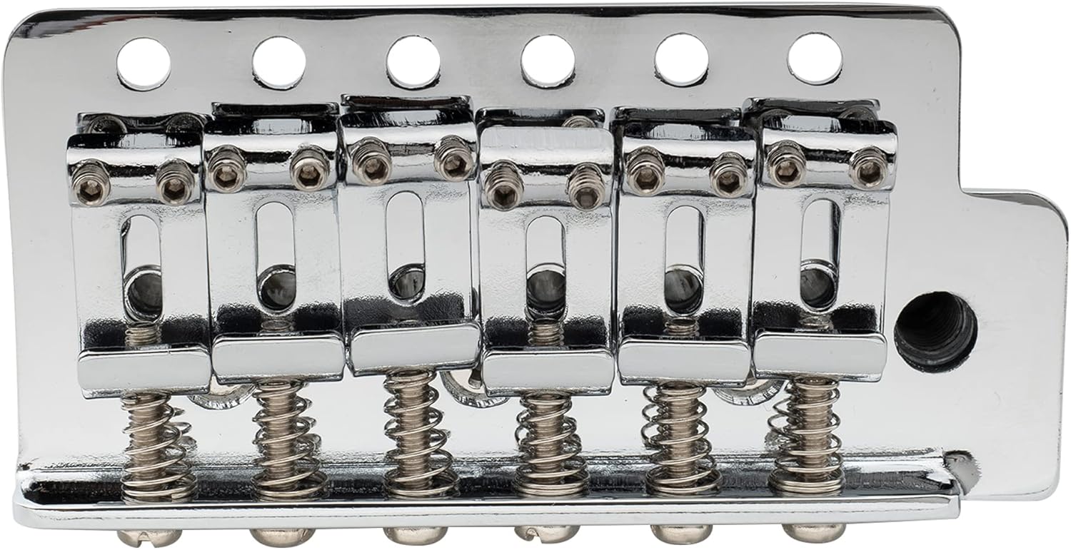 Musiclily Pro 52.5mm Vintage 6-Screw Tremolo Bridge 36mm Short Block for Squier Strat Style Electric Guitar, Chrome
