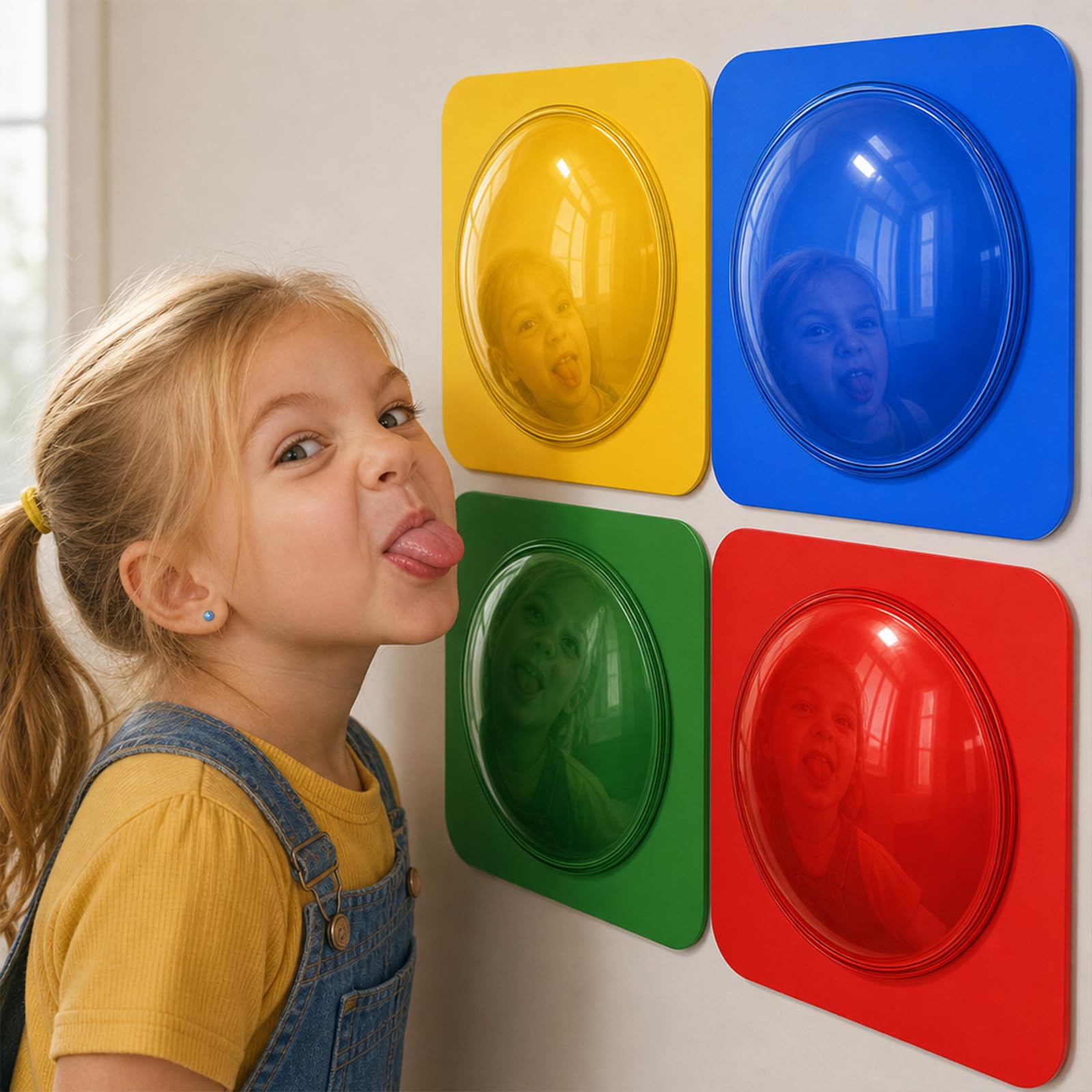 HQAYHSZD 4 Single Sided Colorful Convex Acrylic Sensory Mirrors Shatterproof, Wall Mount Sensory Panels for Autism Special Needs, Calming Visual Sensory Equipment