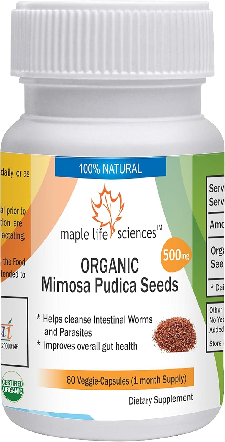 ORGANIC Mimosa Pudica Seeds Supplement Capsules 500mg 60 Vegan