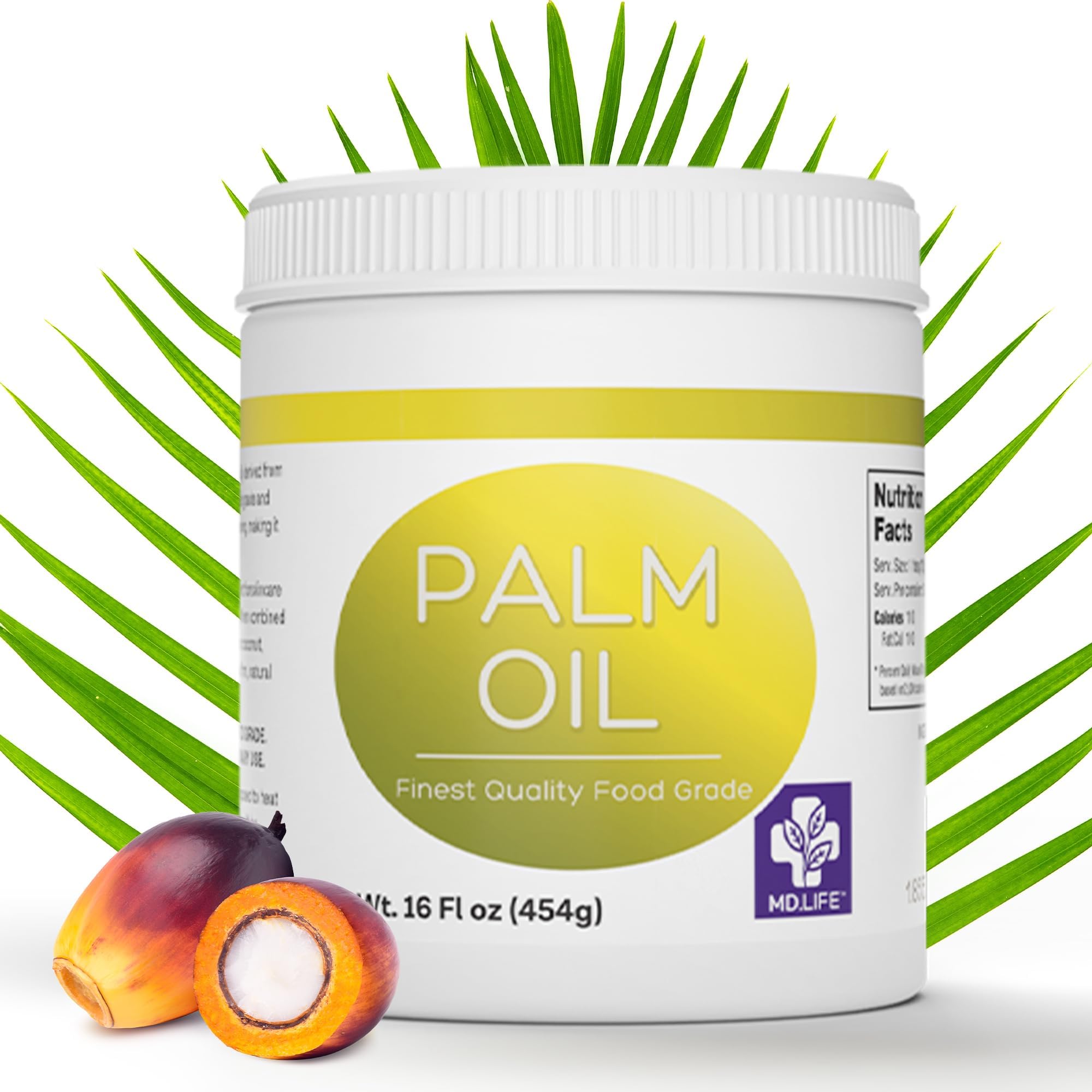 MD. Life Palm Oil, Sustainable Food Grade, 16 oz, for Cooking and Soaps