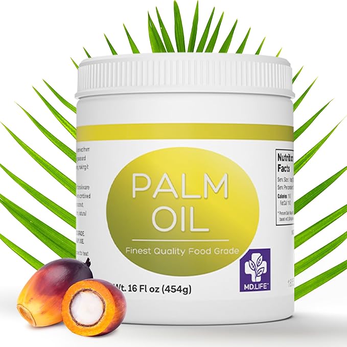 MD.LIFE PALM OIL - 32oz - Sustainable Food Grade Palm Oil for Cooking - Great for Soap Making Supplies, Cooking Oil, Creams and Lotions
