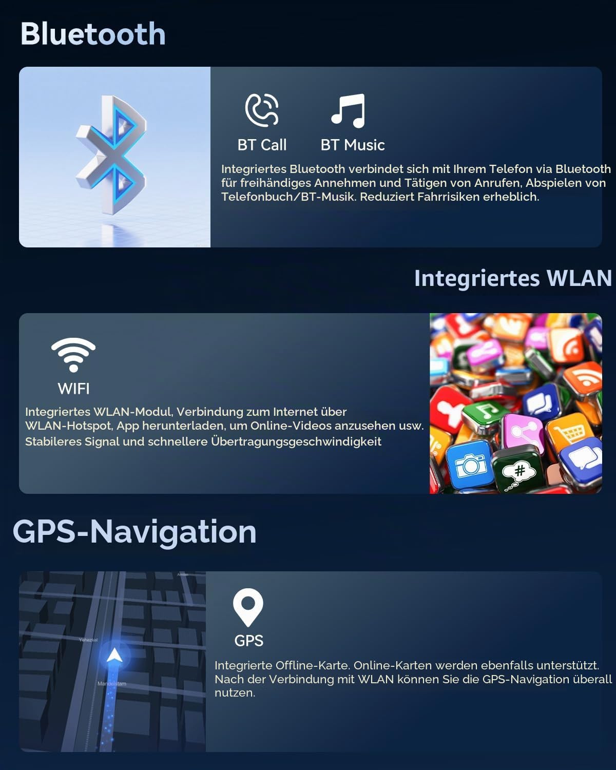 SIXWIN 4+128G Android 15 Autoradio für Mercedes Benz Smart Fortwo 2005-2010 mit CarPlay/Android Auto/Mirror Link,9 Zoll HD Touchscreen Unterstützt WiFi GPS Bluetooth FM/RDS USB EQ+Rückfahrkamera