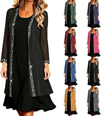Women's Sequin-Trimmed Chiffon Duster Cardigan