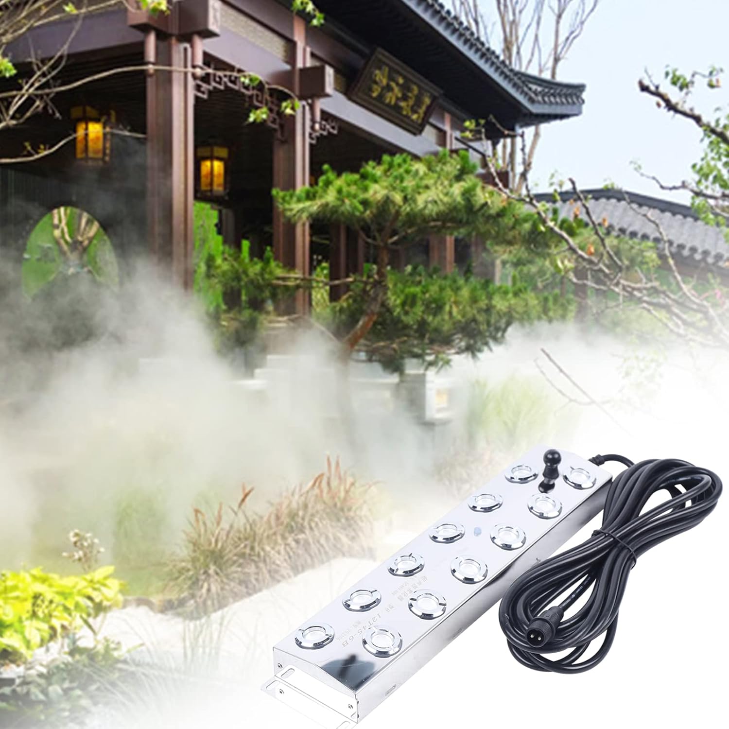 Ultrasonic Mist Maker Fogger 12 Head,Power Water Proof Ultrasonic Mister,Ultrasonic Fogger Humidifier with Float,for Vegetable Preservation,Landscape,Halloween Atmosphere