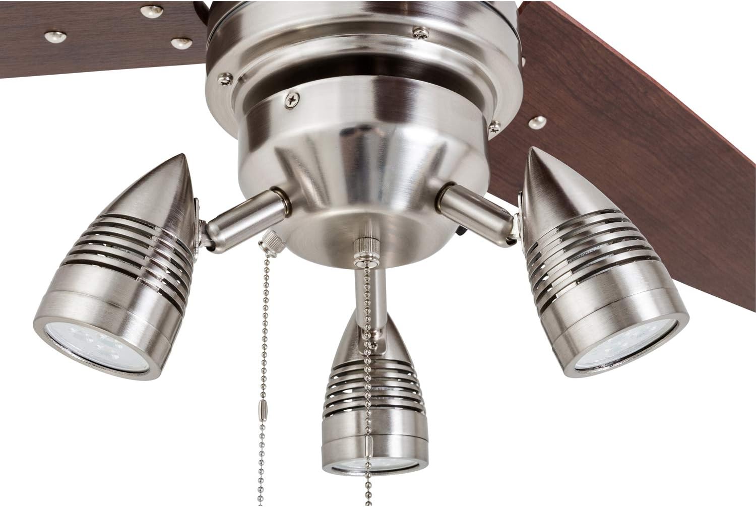 Honeywell Ceiling Fans Civa, 48 Inch Contemporary Indoor LED Ceiling Fan with Light, Pull Chain, Dual Mounting Options, 3 Modern Style Blades, Reversible Motor - 51583-01 (Nickel)