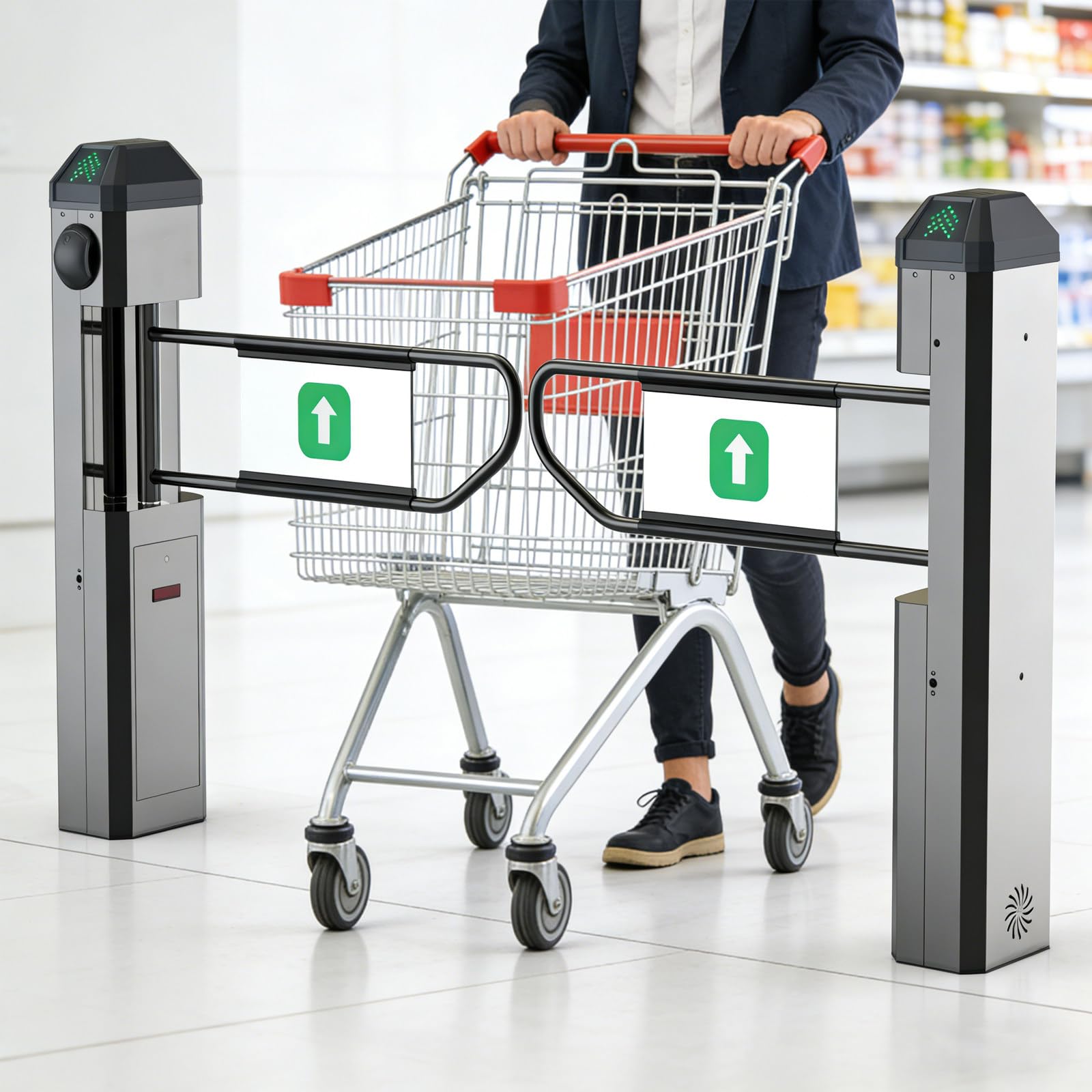 Automatyczna Brama Skrzydłowa–Komercyjna Bariera Wejściowa Samoobsługowa,Regulowany Zasięg Detekcji I Prędkość Powrotu,Czujnik Radarowy Do DostęPU Jednokierunkowego,Dla Centrów Handlowych Gun Gray