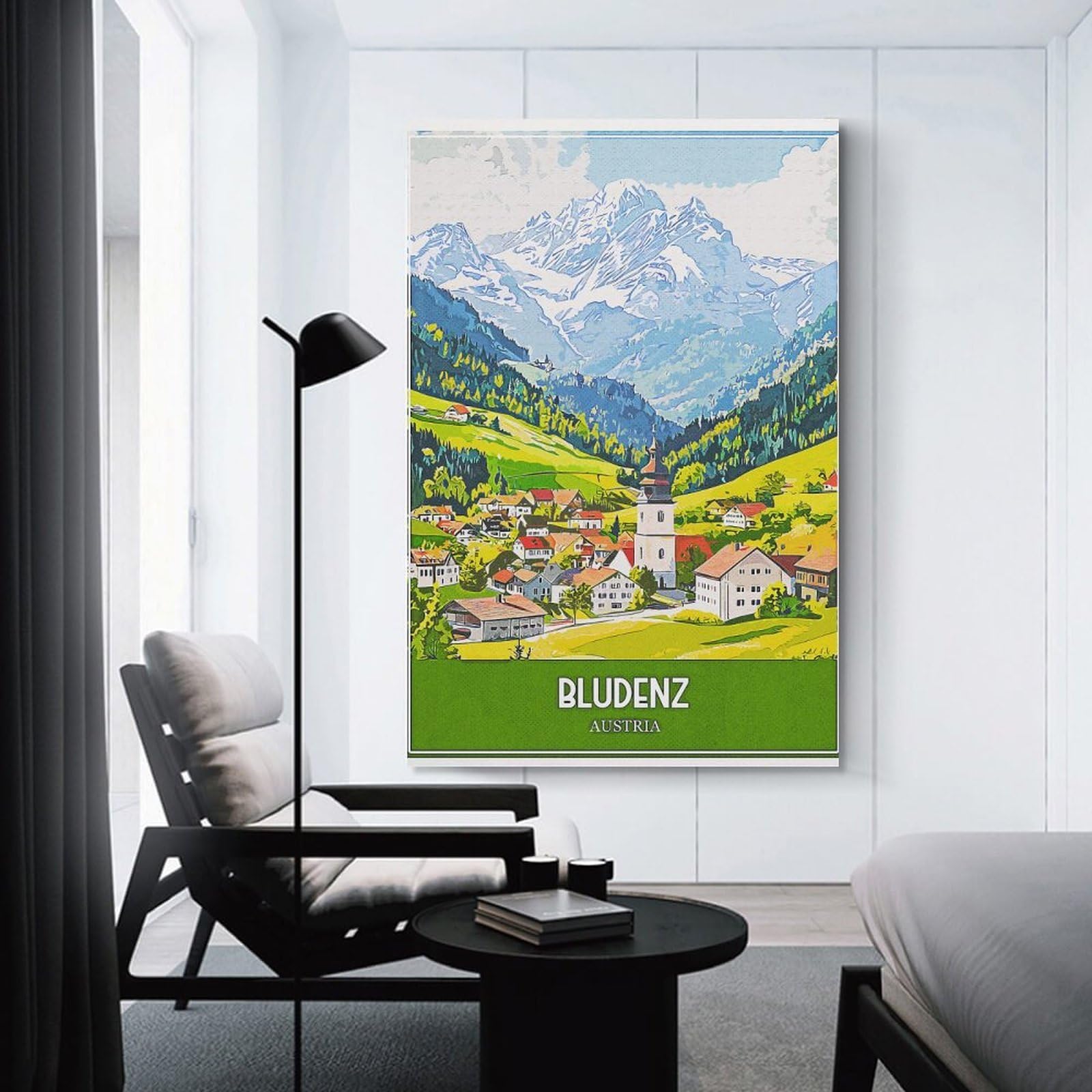 Junmoney Decorative Canvas Print Bludenz Austria Travel, 20x30inch(50x75cm), for Office, Study Or Home Workspace, Decorative Artwork for Productive Spaces