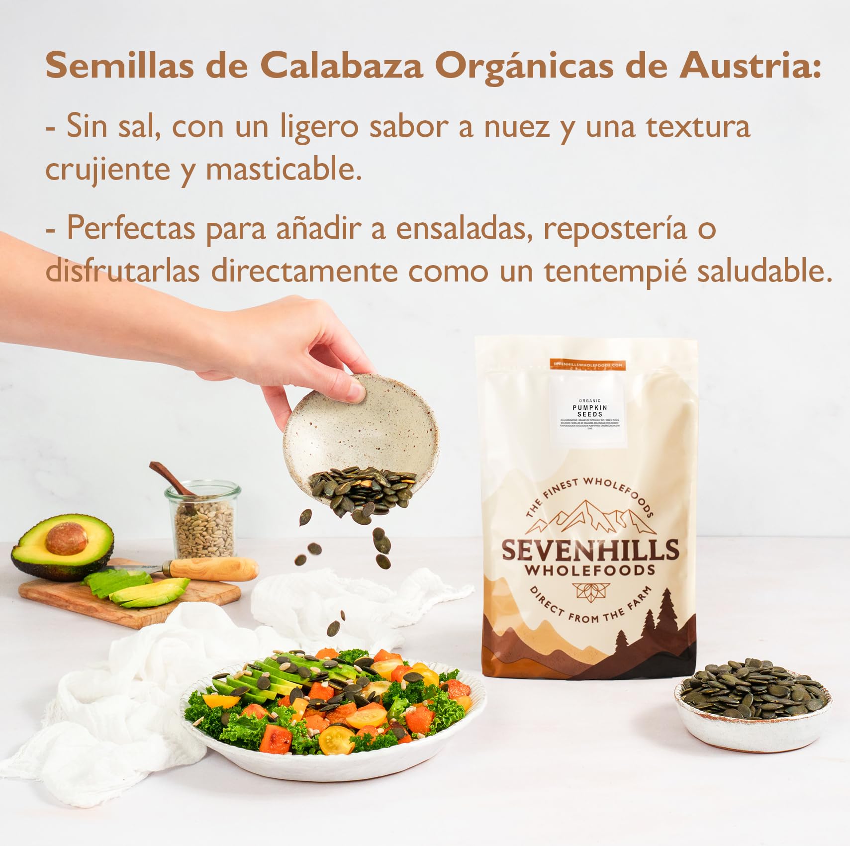 Sevenhills Wholefoods Semillas de Calabaza Europeas Orgánicas 900g de Austria