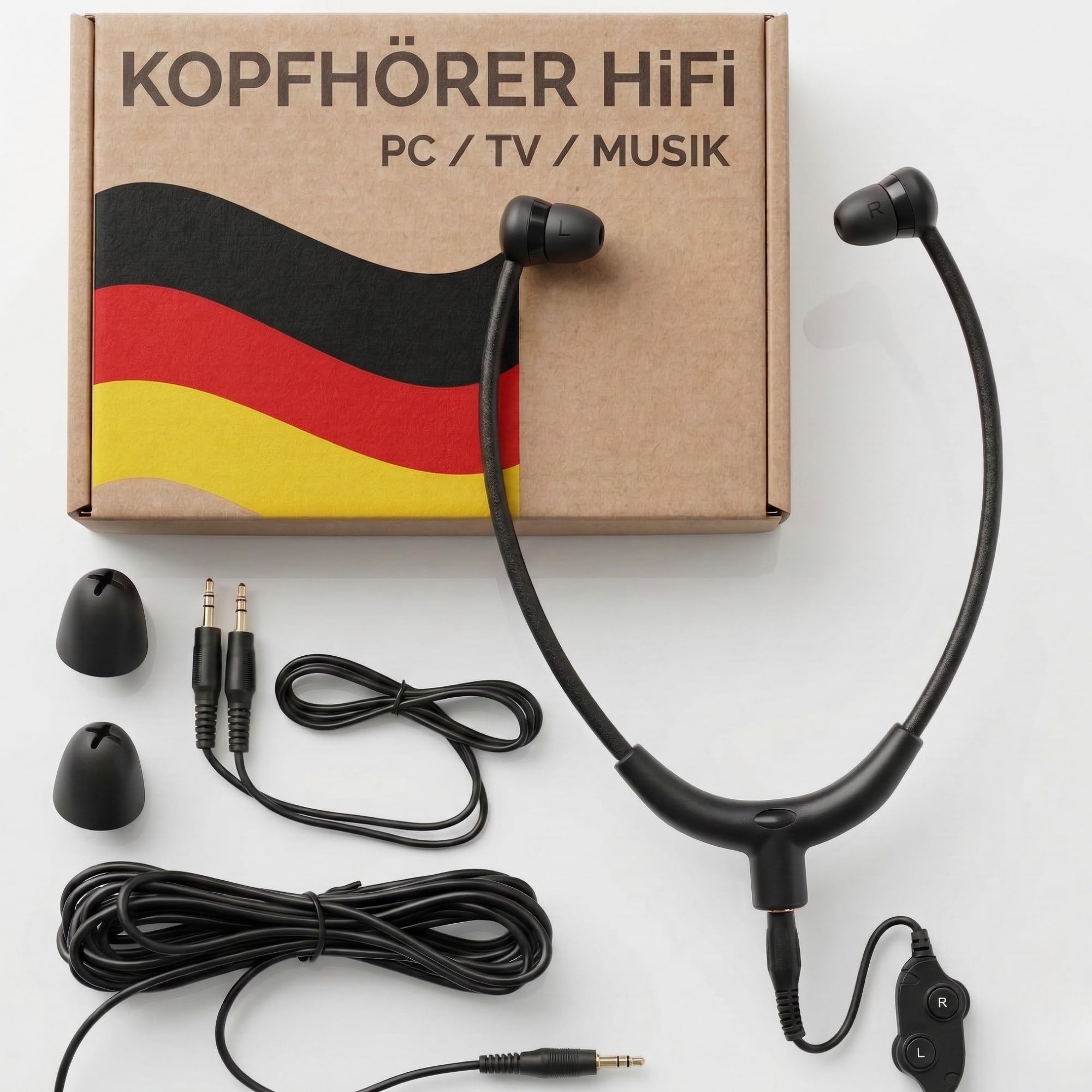 TronicXL Kinnbügel Kopfhörer für TV PC & HiFi Senioren 117dB laut Fernsehkopfhörer mit Kabel 3m lang 3,5mm Klinkenstecker