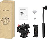 Vista 8 de Avella Cabezal de trípode con cabezal de inclinación panorámica con placa de liberación rápida tipo Arca y asa, cabezal panorámico de metal con base