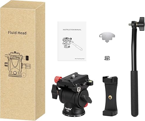 Miniatura 8 de Avella Cabezal de trípode con cabezal de inclinación panorámica con placa de liberación rápida tipo Arca y asa, cabezal panorámico de metal con base