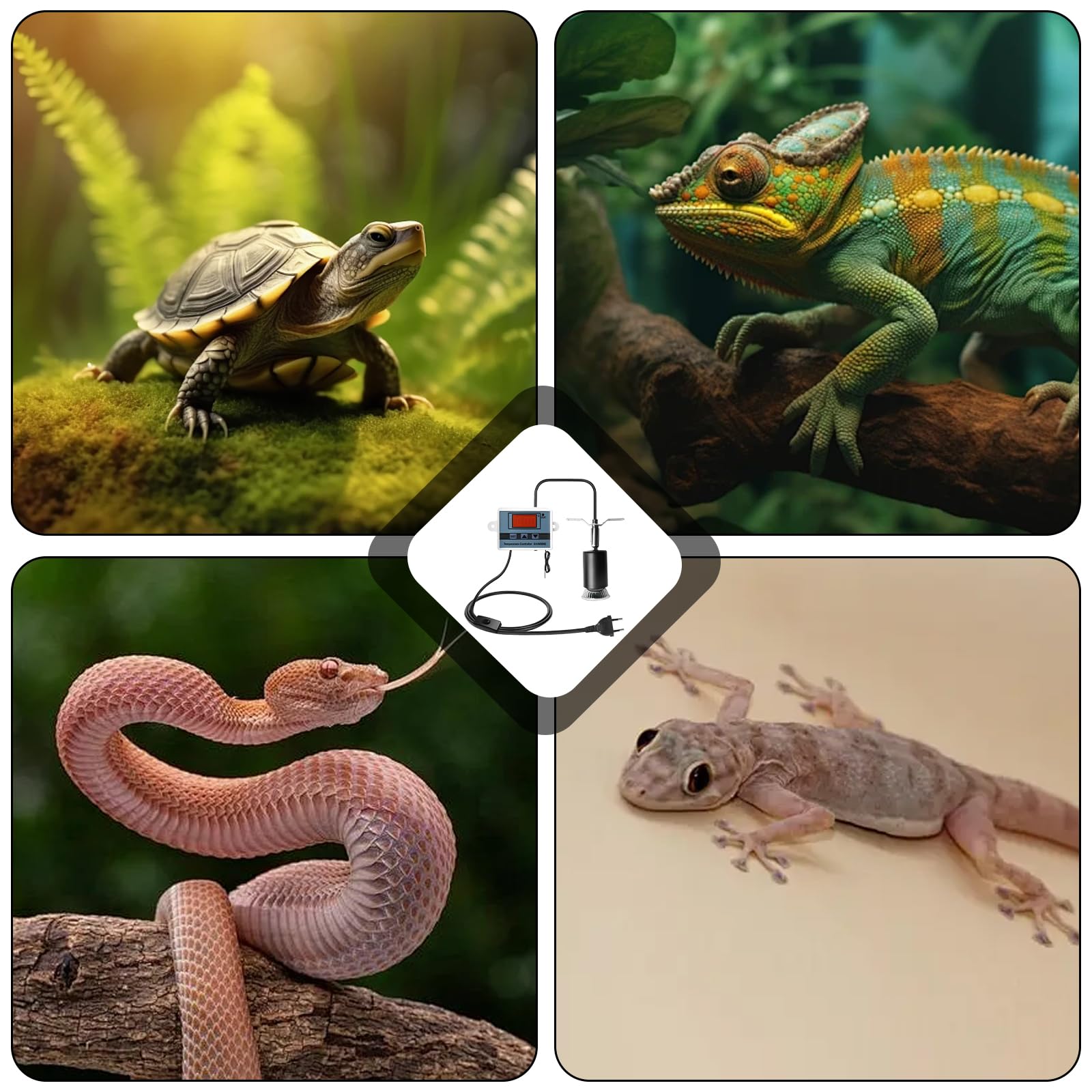 GBKDQQ Lampa grzewcza dla gadów 200 W z inteligentną regulacją temperatury, E27 lampa grzewcza do terrarium, obracany o 360°, lampa do terrarium, dla żółwi, węży, jaszczurek