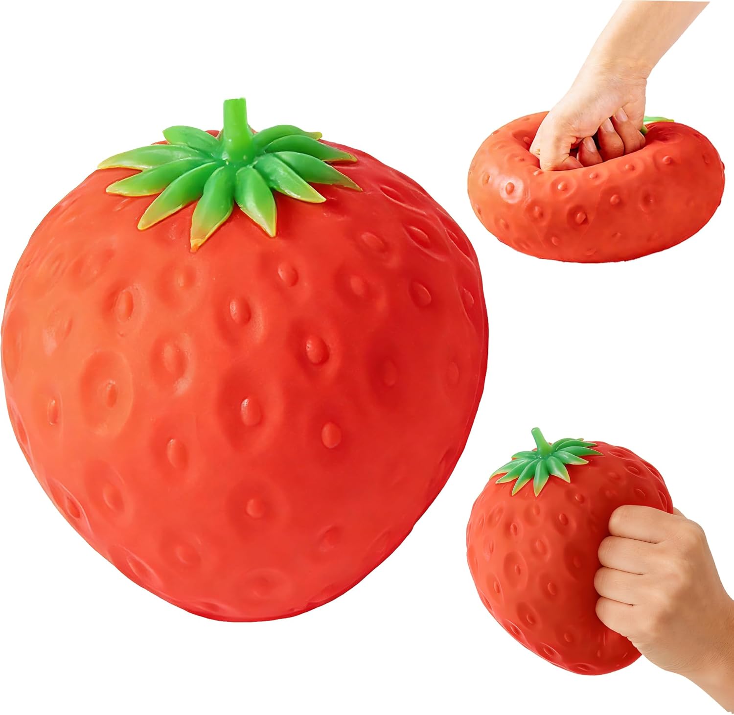 Taba Squishy Strawberry - Big Handmade Squishy Toy for Stress Relief & Fidget, Cute Strawberry Squishies Sensory Fidget Toys for Adults and Kids, Soft ASMR Squeeze Toy, Party Gift