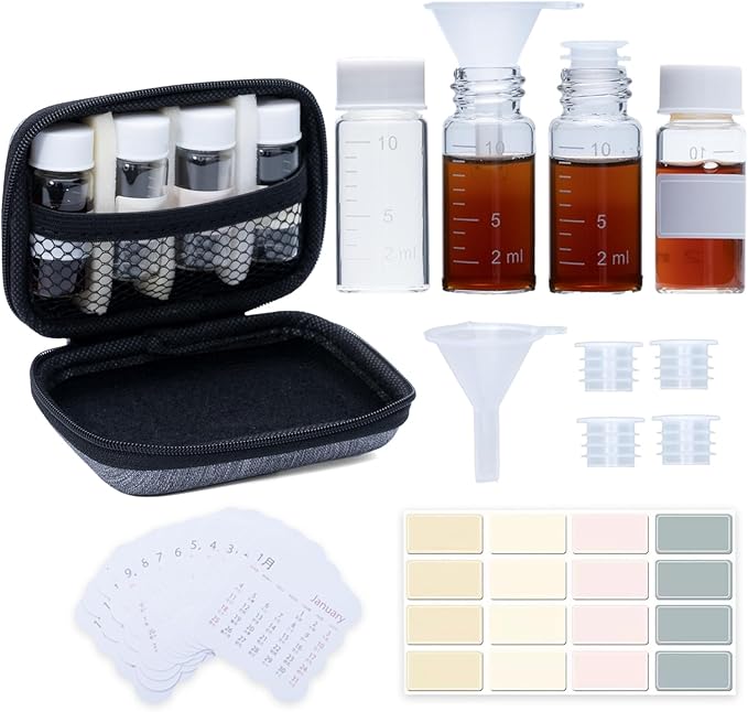 4 Sets 10ml Small Liquid Medicine Travel Containers with Storage