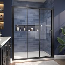 56"-60"Wx70"H Black Triple Folding Sliding Shower Door, 1/4"Tempered Glass