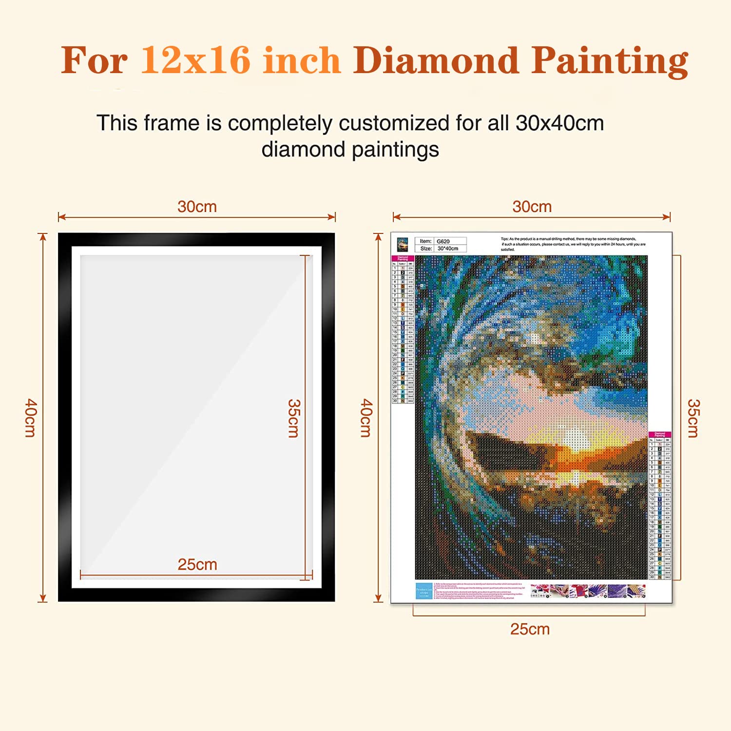 4 Cornici Magnetiche 25x35 Cm Effetto Diamante Nero Per Diamond Painting E Foto