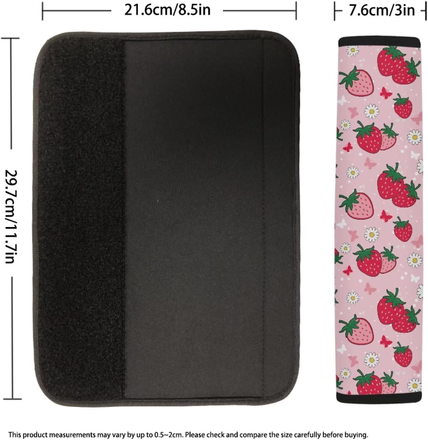 Strawberry Car Seat Belt Cover 2 Pack Pink Car Seat Strap Pads for Women Comfortable Automotive Seatbelt Covers for SUV Vehicle Sedan Truck Gift for Holiday