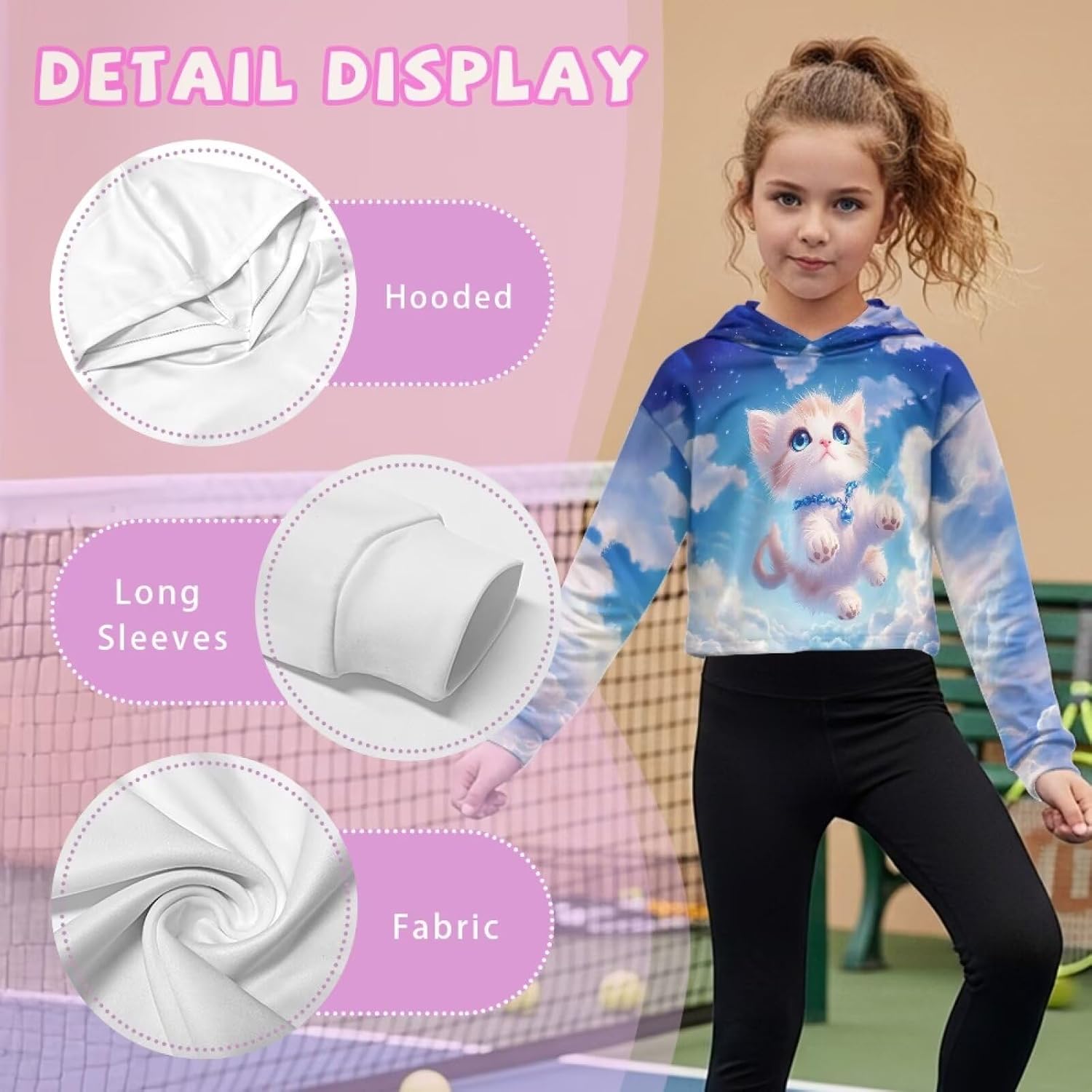 Long Sleeve Crop Tops for Girls Kids' Fashion Hoodies & Sweatshirts Kawaii Clothes