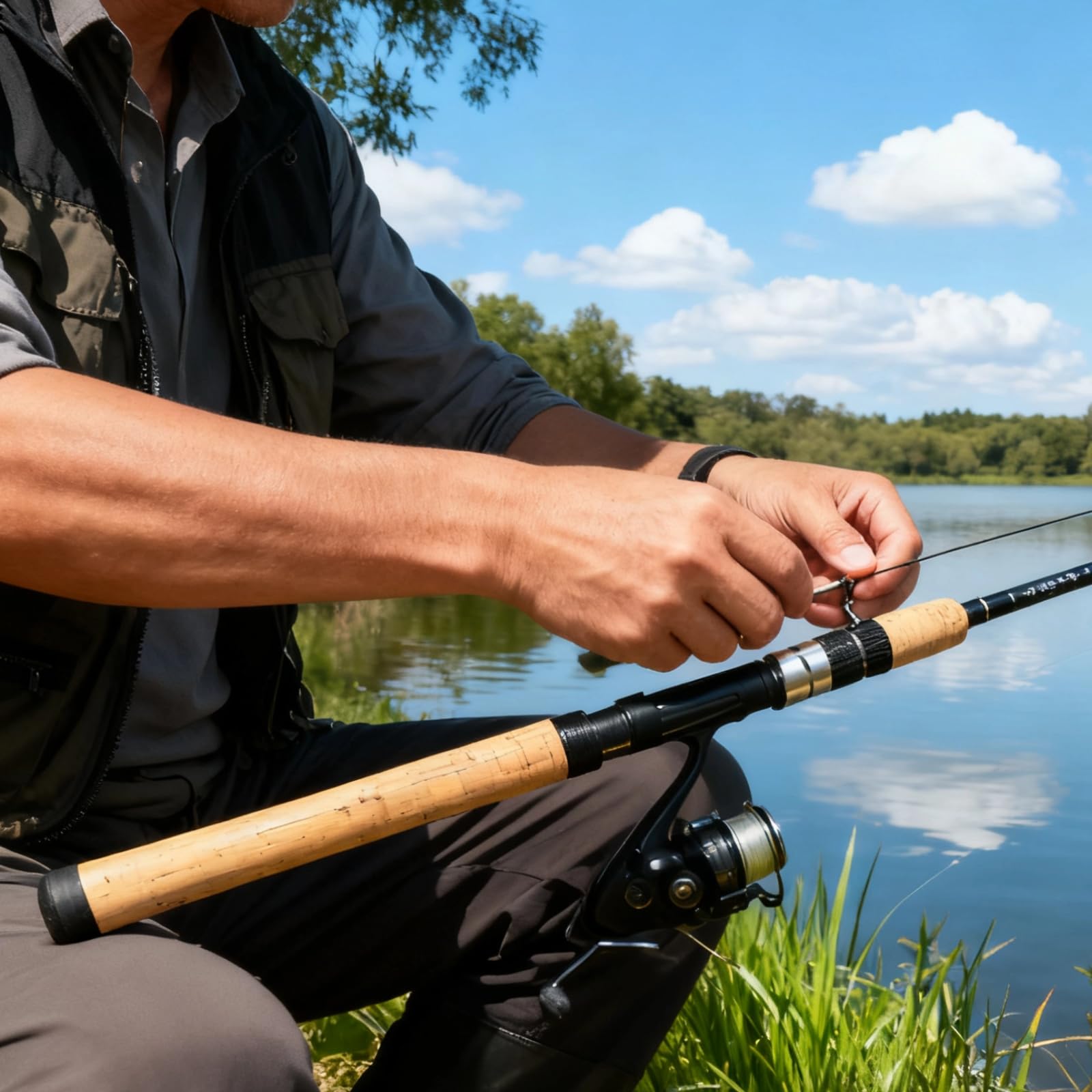 Kit fai da te con manico per canna da pesca, 4 pezzi, con manico in sughero, tappi terminali in gomma, manico dritto per riparazione e costruzione di canne da pesca