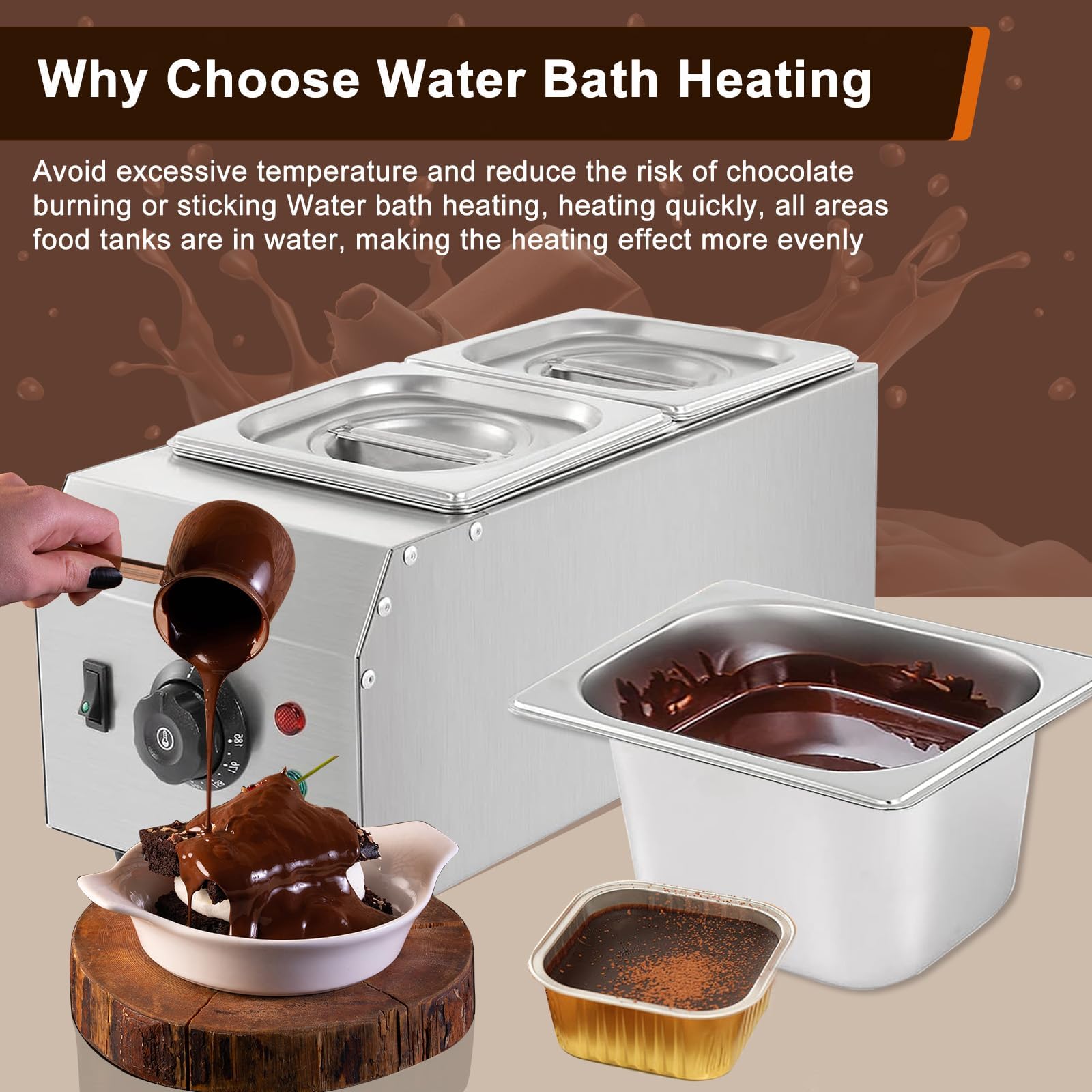 Melting Pot Cioccolato, Temperatrice per Sciogliere Cioccolati, con Controllo della Temperatura per Crema, Latte, Caffè, Formaggio e Panificazione Applicazioni