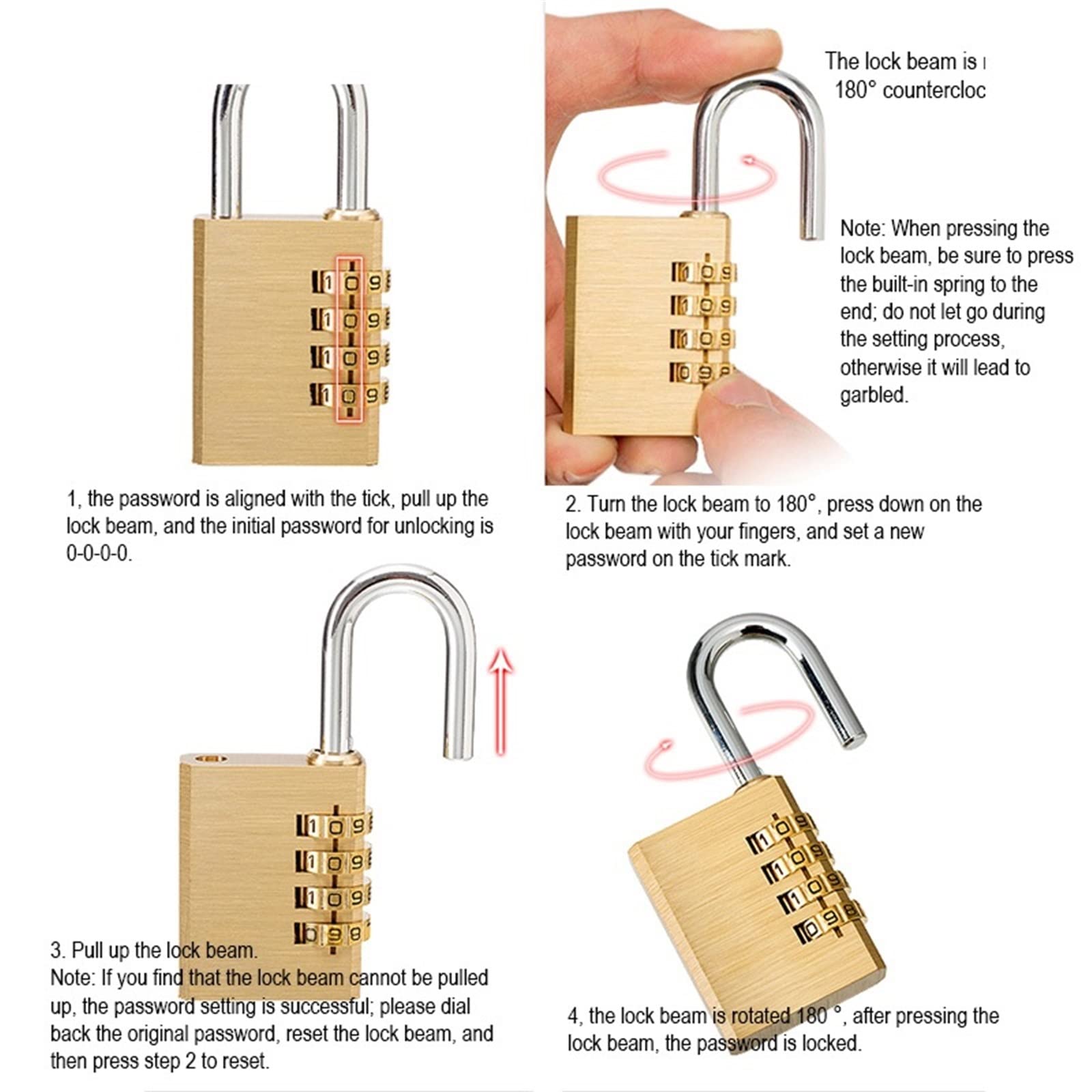 Candado con contraseña de combinación Digital, candado antitaladro de latón macizo de alta seguridad, candado con código for equipaje de viaje, cerraduras for maletas, 1 Uds. (Size : AS-4-67MM)
