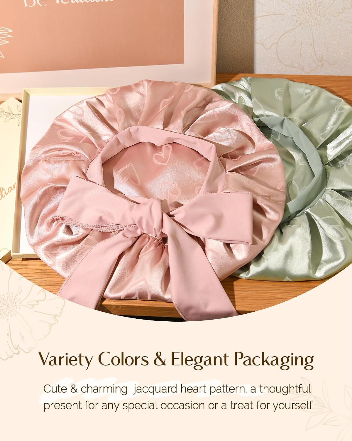 YANIBEST Adjustable Satin Bonnet for Sleeping, Double Layer Silk Bonnet with Tie Band for Women, Sleep Cap Curly Natural Hair, Green