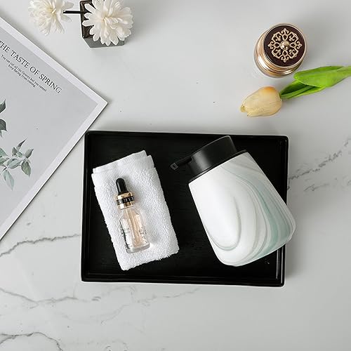 Miniatura 8 de Dispensador de jabón líquido de cerámica de 12 onzas, dispensador de jabón de manos moderno con bomba negra fácil de presionar, dispensadores de