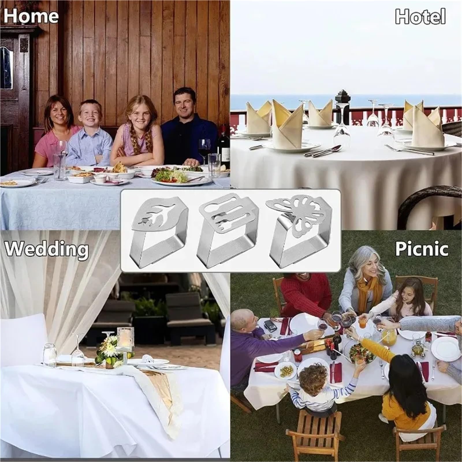 Ferma Tovaglia da Tavola Supporti in Acciaio Inossidabile Antiscivolo ispessiti for tovaglie for Decorazioni for tavoli da Pranzo for Banchetti da Picnic(Cat s paw-80PCS)