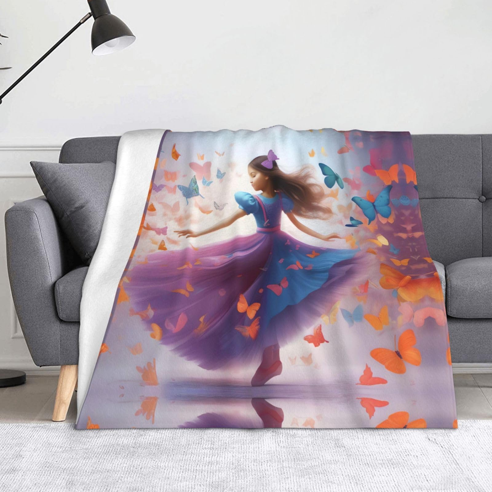 Couverture chambre lit délicate 152x127 cm imprimé papillon