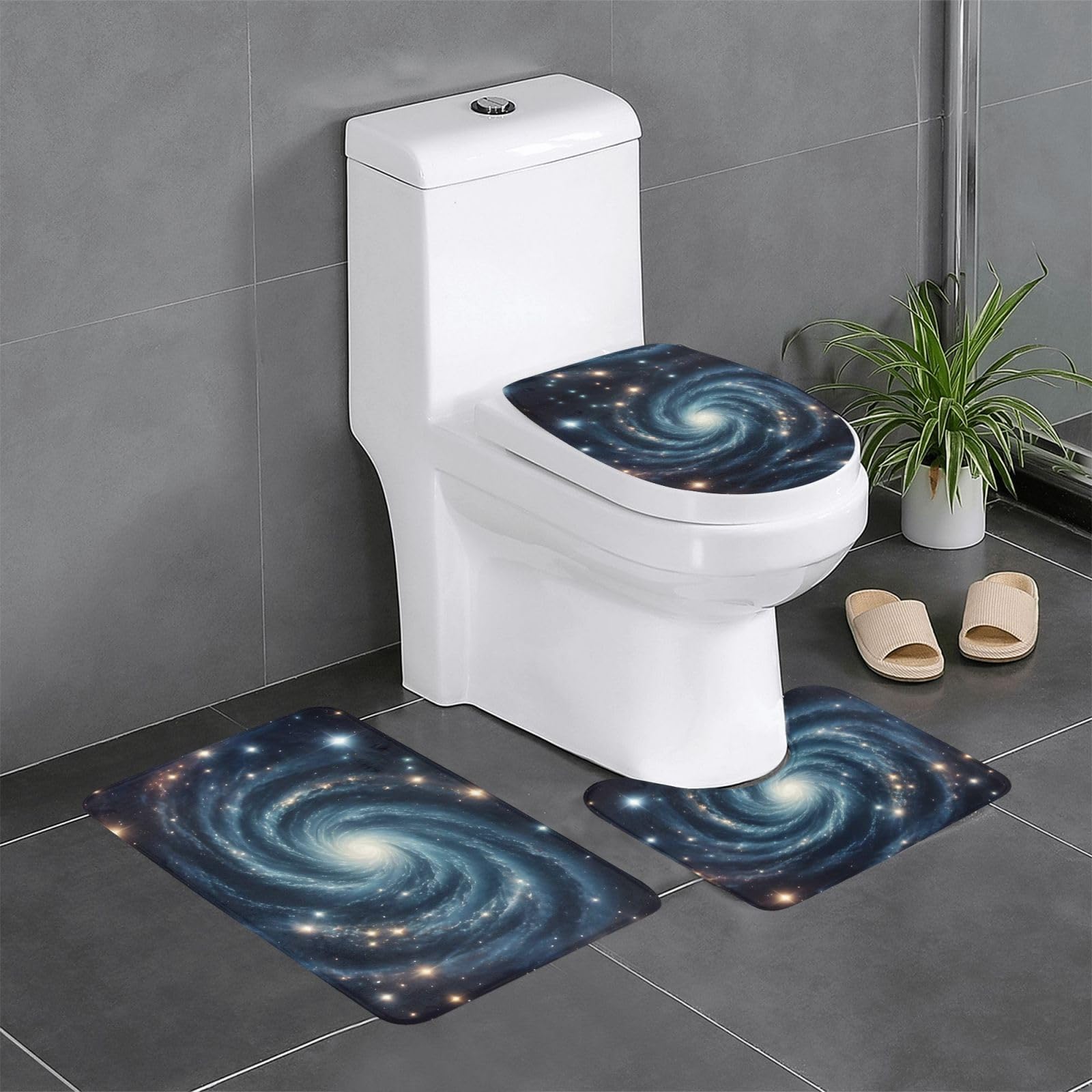 Tapis de bain antidérapant 61x40.6 cm lot de 3 imprimé pour meuble-lavabo et wc