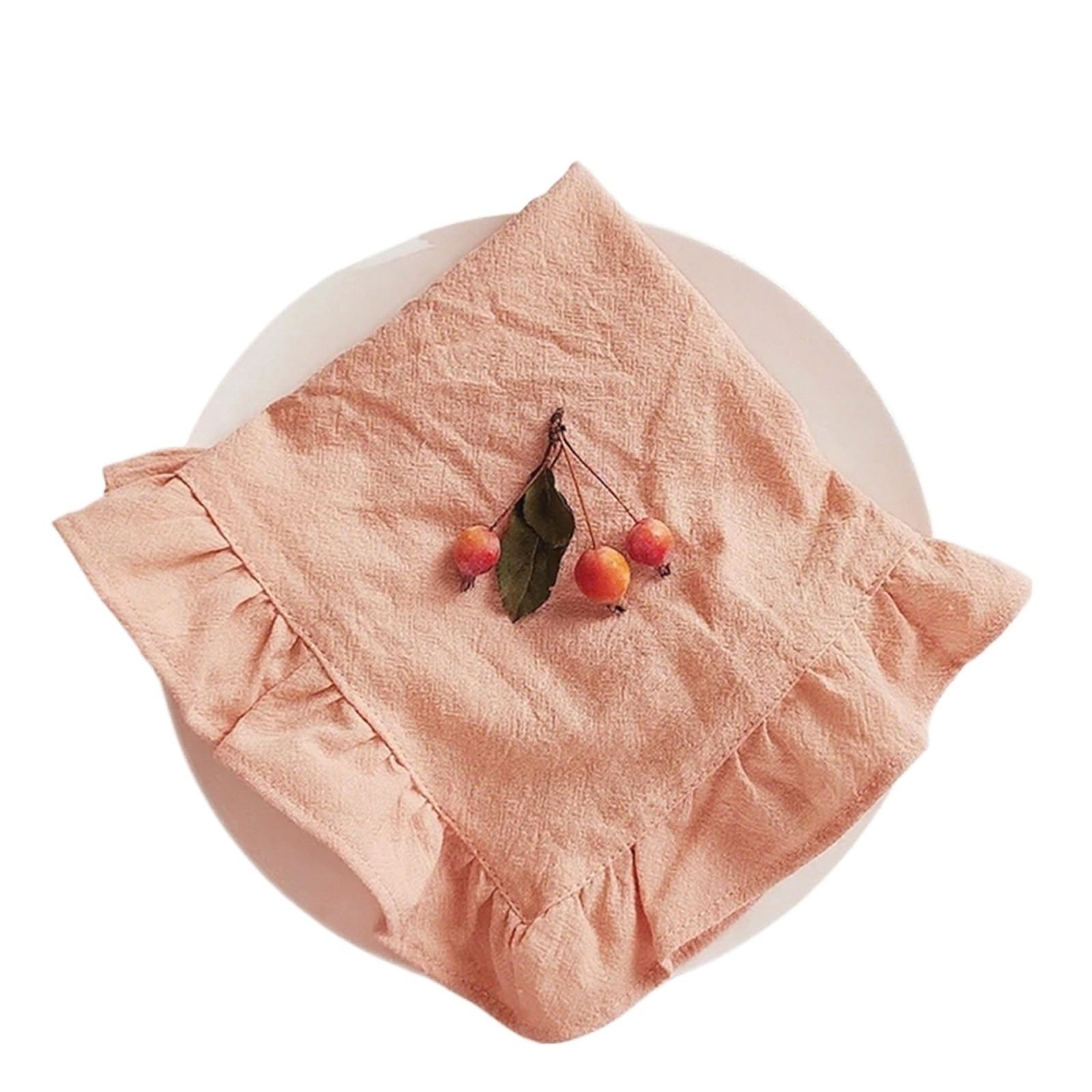 Ruffle Placemats Cotton Ruffle Cloth Napkins Set of 6 Dinner Placemat Table Decorations Handcrafted Machine Washable Kitchen Home Decor(Apricot,6Pcs 45x45cm)