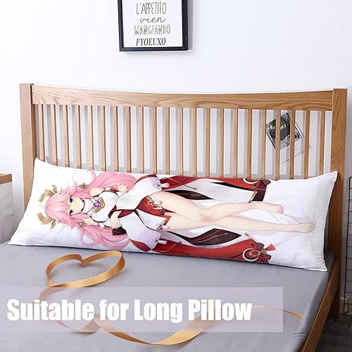 Miniatura 4 de Anime Game Genshin Impact Girl Yae Miko - Funda de almohada corporal para abrazar, doble cara impresa de 59 x 19 pulgadas, funda de almohada