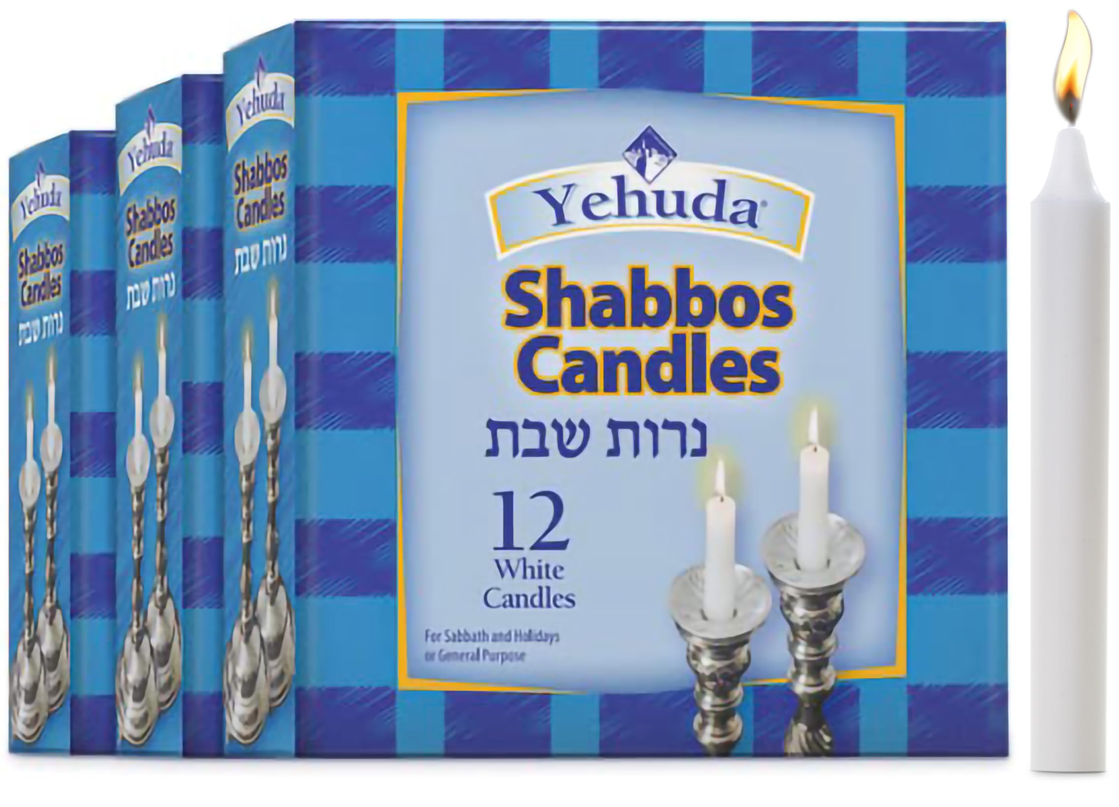 Yehuda 3 Hour White Shabbos Candles, 36 Count, Traditional Shabbat Candles, May Also be Used for Chanukah Candles