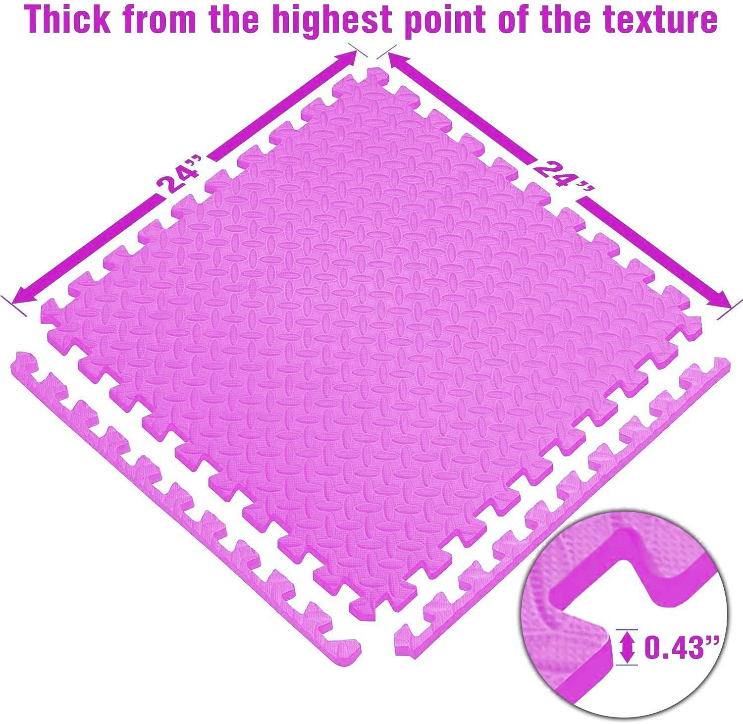 GSQUARE Fitness Puzzle Mat, Gym Floor Mat, Exercise Mat, EVA Foam Interlocking Tiles, Protective Flooring for Gym Equipment and Workouts, 12mm Extra Thick (Pink, 4pcs - 16 Square Feet) 1