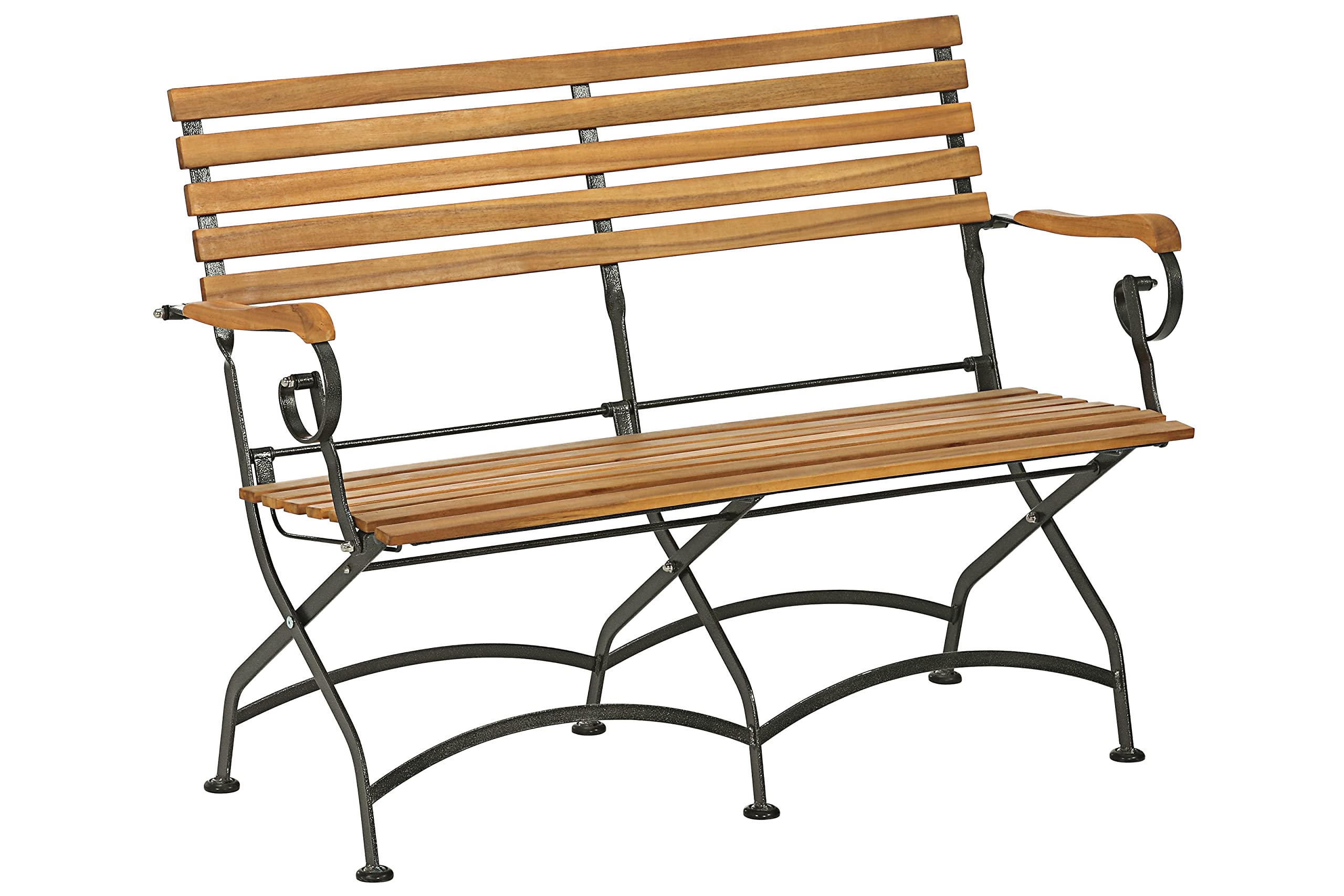 Dehner Klappbank Tegernsee, 2-Sitzer, ca. 124 x 88 x 57 cm, aus FSC® - zertifiziertem Akazienholz/Stahl, Natur | 2-Sitzer, FSC Akazienholz / Stahl