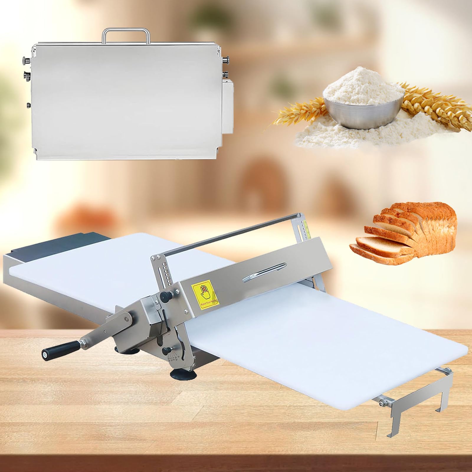 Laminadora de masa manual profesional para panadería y hogar, rodillo de acero inoxidable para pizza, cruasanes, hojas de pasta, cortezas de tarta, modelo 400, herramienta perfecta para hornear