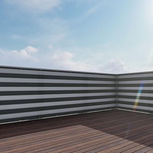E&K Sunrise 3‘ x 40' Privacy Fence Screen Mesh for Balcony Porch Deck Outdoor Protection Fencing Shield Net Patio Pool Backyard Rails Balcony-Green/White-200GSM-Customized