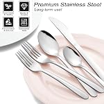 Pleafind 48-Pcs Silverware Set for 8, Flatware Set with Steak Knives, Stainless Steel Cutlery Set, Include Forks Spoons and Knives Set, Dishwasher Safe Utensil Sets for Home Restaurant