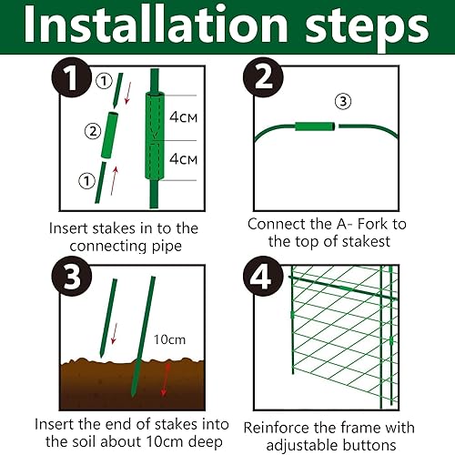 Miniatura 3 de codree Enrejado de pepino de jardín para plantas, 47 x 47 pulgadas, enrejado de melón de arco de metal para cama elevada, enrejado plegable con