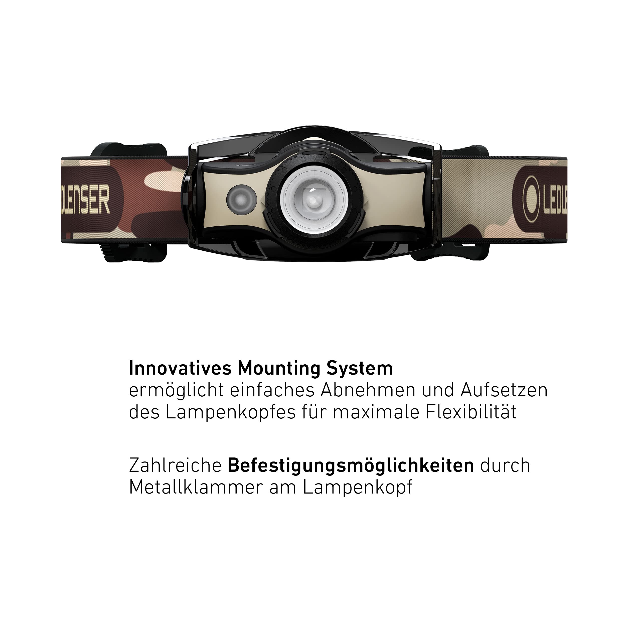 Ledlenser MH4 Stirn- und Mehrzwecklampe, Jagen, Angeln, Befestigungsclip, Akku- oder Batteriebetrieb möglich, 400 Lumen & ML4 Warm Light LED Laterne, aufladbar 14500 Akku, 300 Lumen, blendfrei