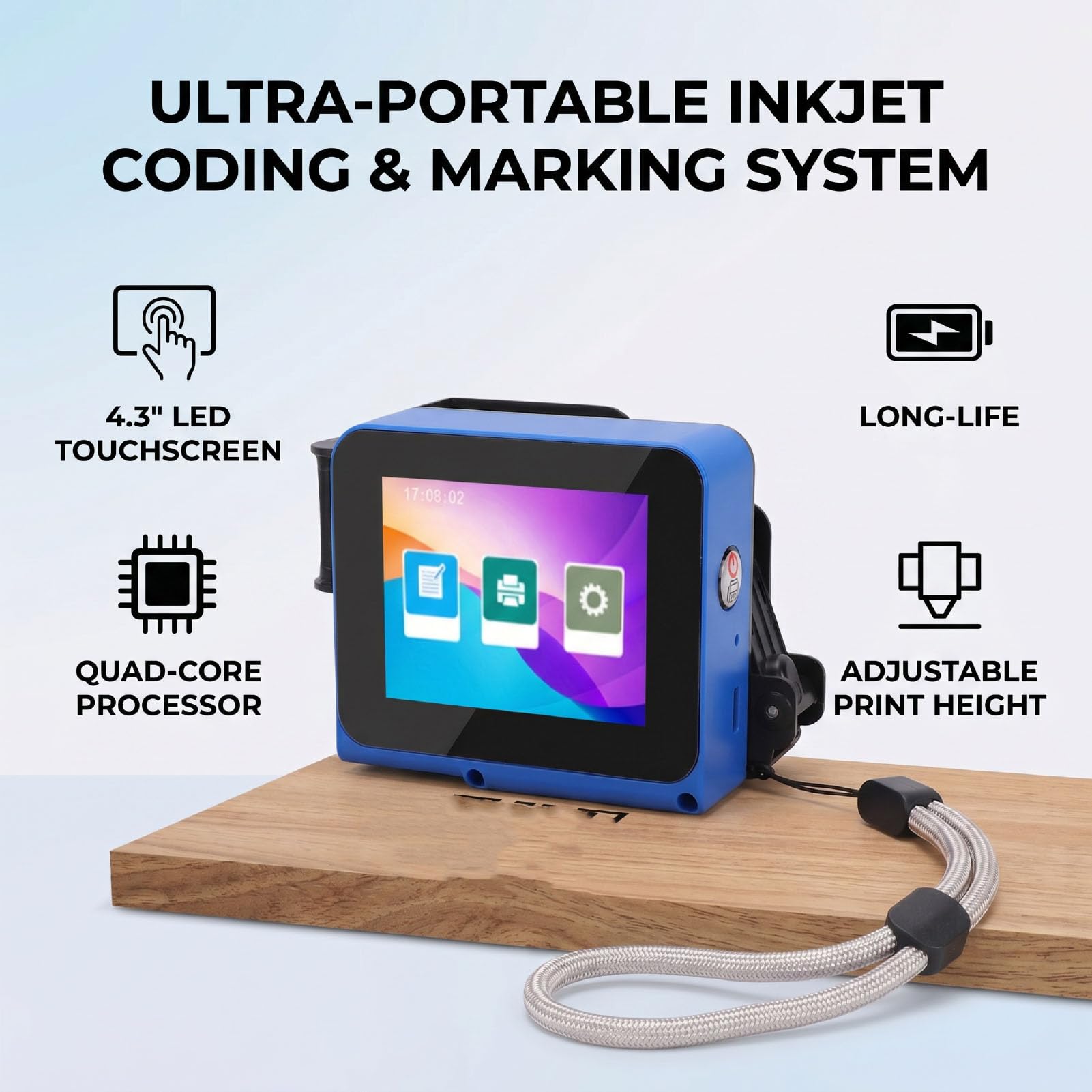 Fafeicy Tragbarer Tintenstrahldrucker Handheld Coder 12,7 Mm Druckhöhe für QR Code Datum