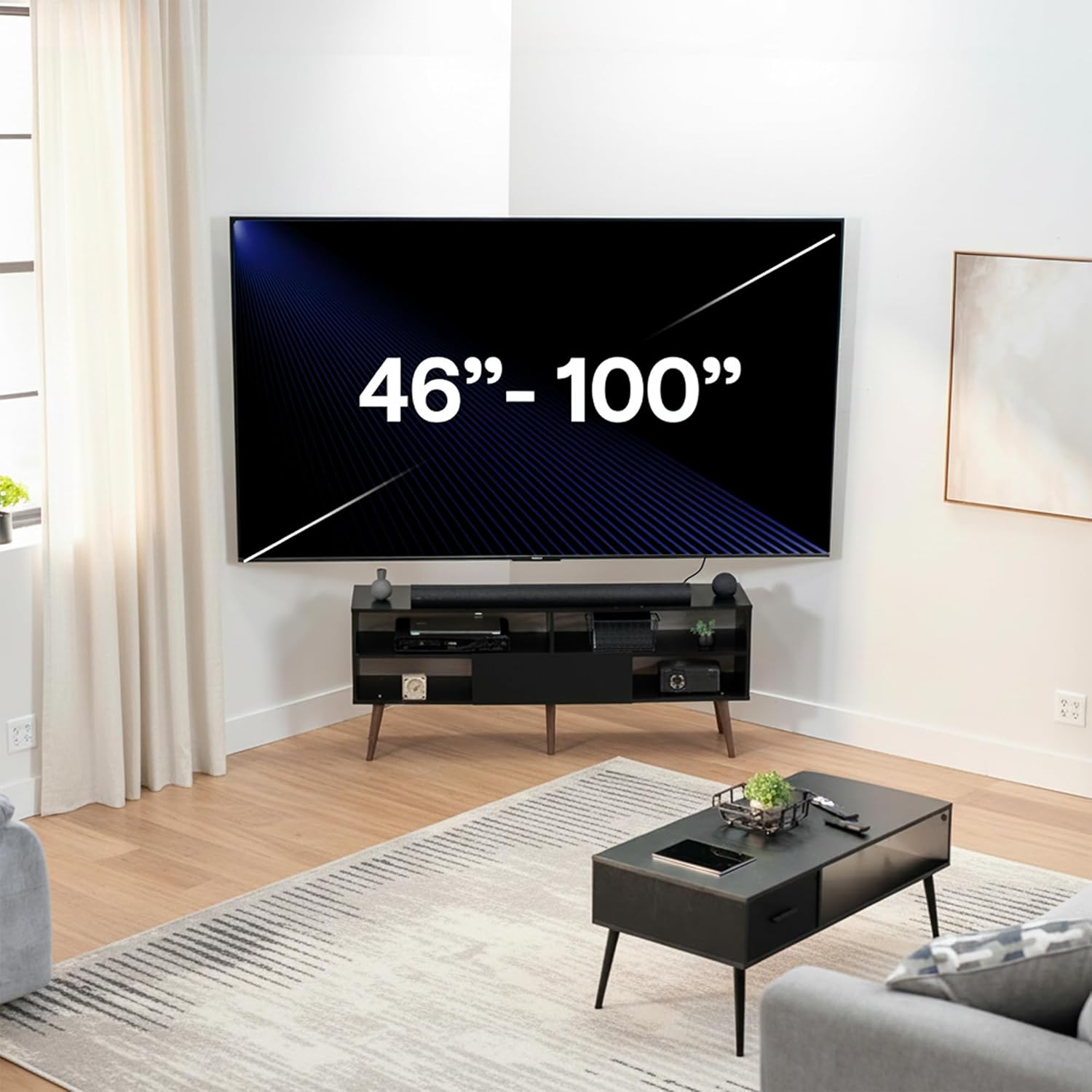 VIVO Corner TV Wall Mount for 46 to 100 inch LCD LED Plasma Flat Screens, Full Motion Articulating Bracket, VESA up to 900x600, MOUNT-CR100C