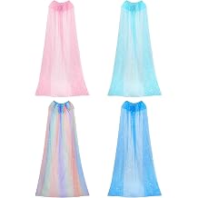 Jecery 4 Pieces Princess Cape Cloaks Kids Fairy Tulle Cape Princess Costume for Girls Cosplay Birthday Party Dressing Up