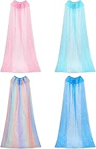 Jecery 4 Pieces Princess Cape Cloaks Kids Fairy Tulle Cape Princess Costume for Girls Cosplay Birthday Party Dressing Up