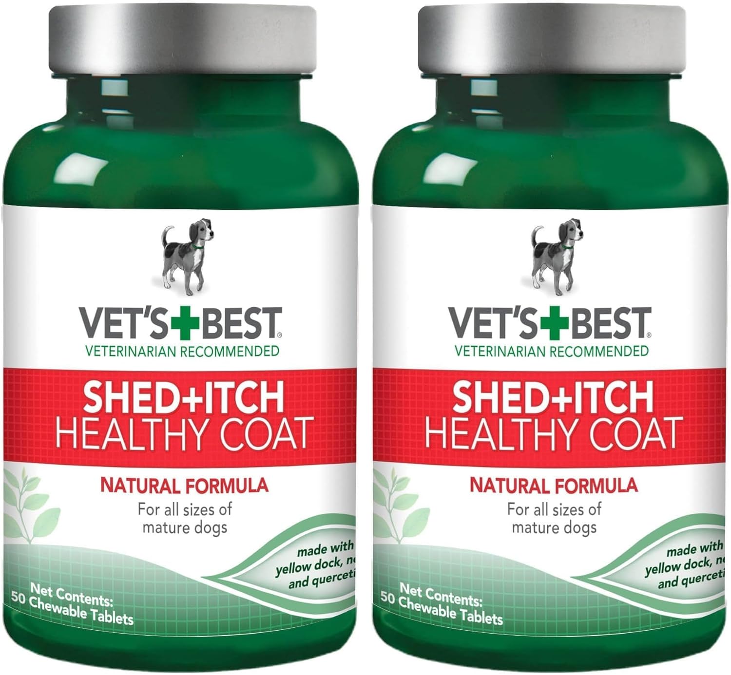 Vet's Best Healthy Coat Shed & Itch Relief for Dogs, Relieve Dogs Skin Irritation and Shedding Due to Seasonal Allergies or Dermatitis, 150 Chewable Tablets