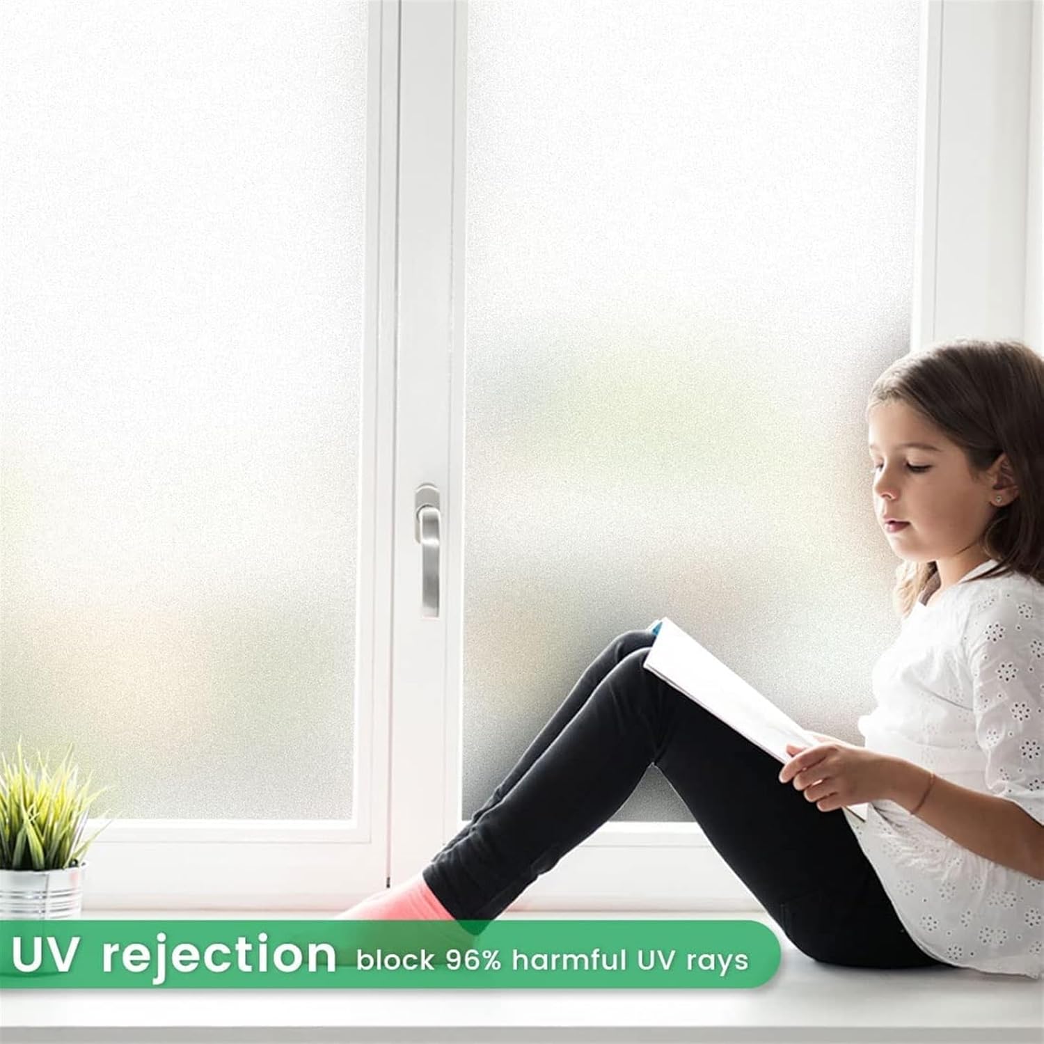 Bathroom Privacy Window Film Frosted Glass Window Film, Reusable Window Privacy Film, Static Clings UV Protection Sun Blocking Door Sticker for Home Bathroom Window Window Film(90x500cm)