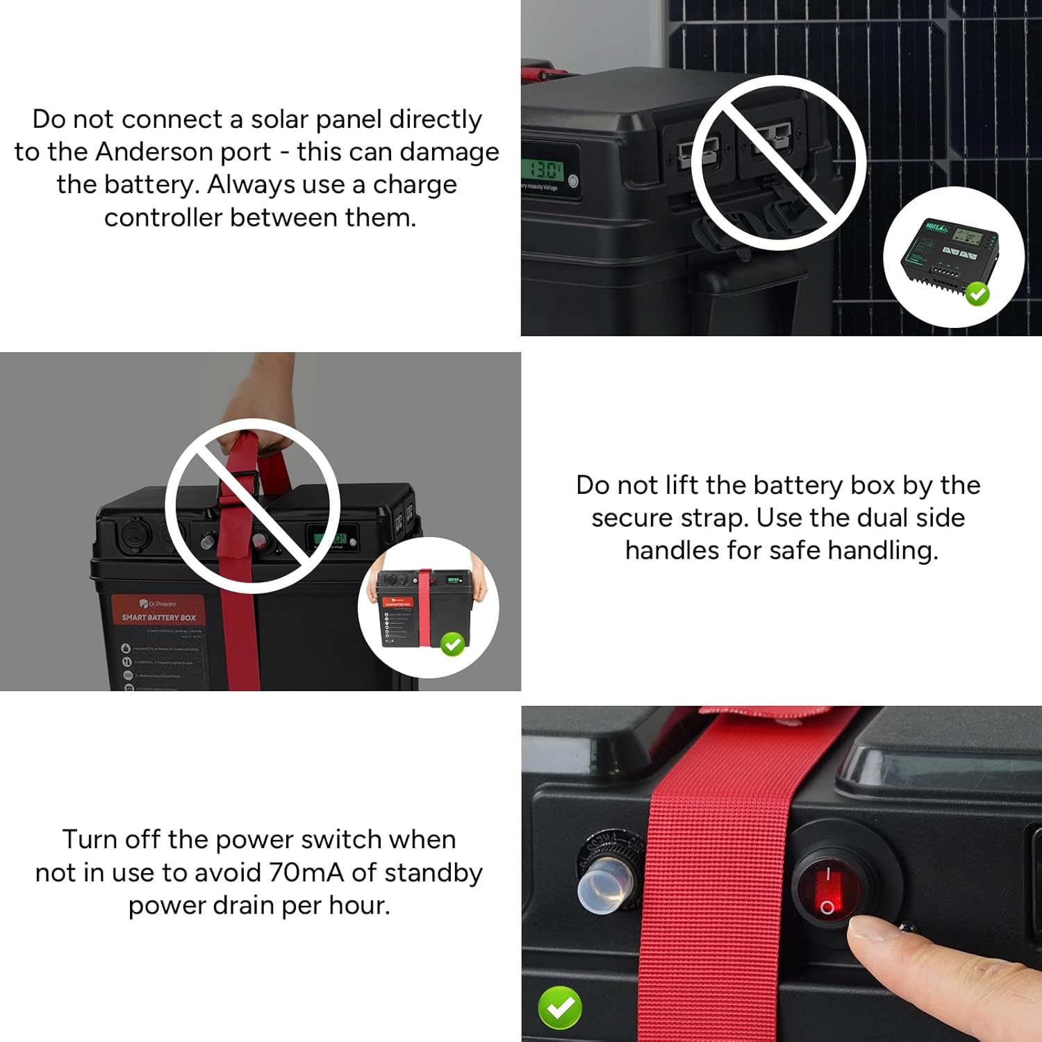 DR.PREPARE Trolling Motor Smart Battery Box, Group 24/27/31 Size Marine Battery Box with USB, 12V/24V Cigarette Lighter & Anderson Ports, Power Center for RV Solar Panel Boat (Batteries Not Include)