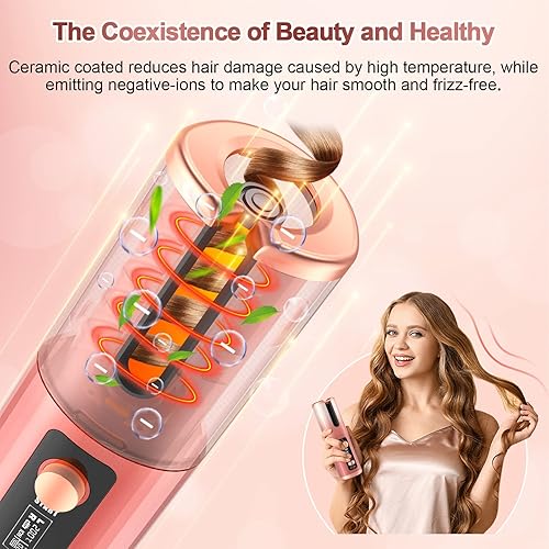 Miniatura 4 de Rizador automático rizador de pelo automático inalámbrico con 6 temperaturas y temporizadores varita ondulada de cerámica recargable varita