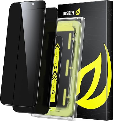 WSKEN Protector de pantalla de privacidad para iPhone 15 Pro Max eliminación automática de polvo Pantalla de cobertura completa 2.5D Edge 28 grados