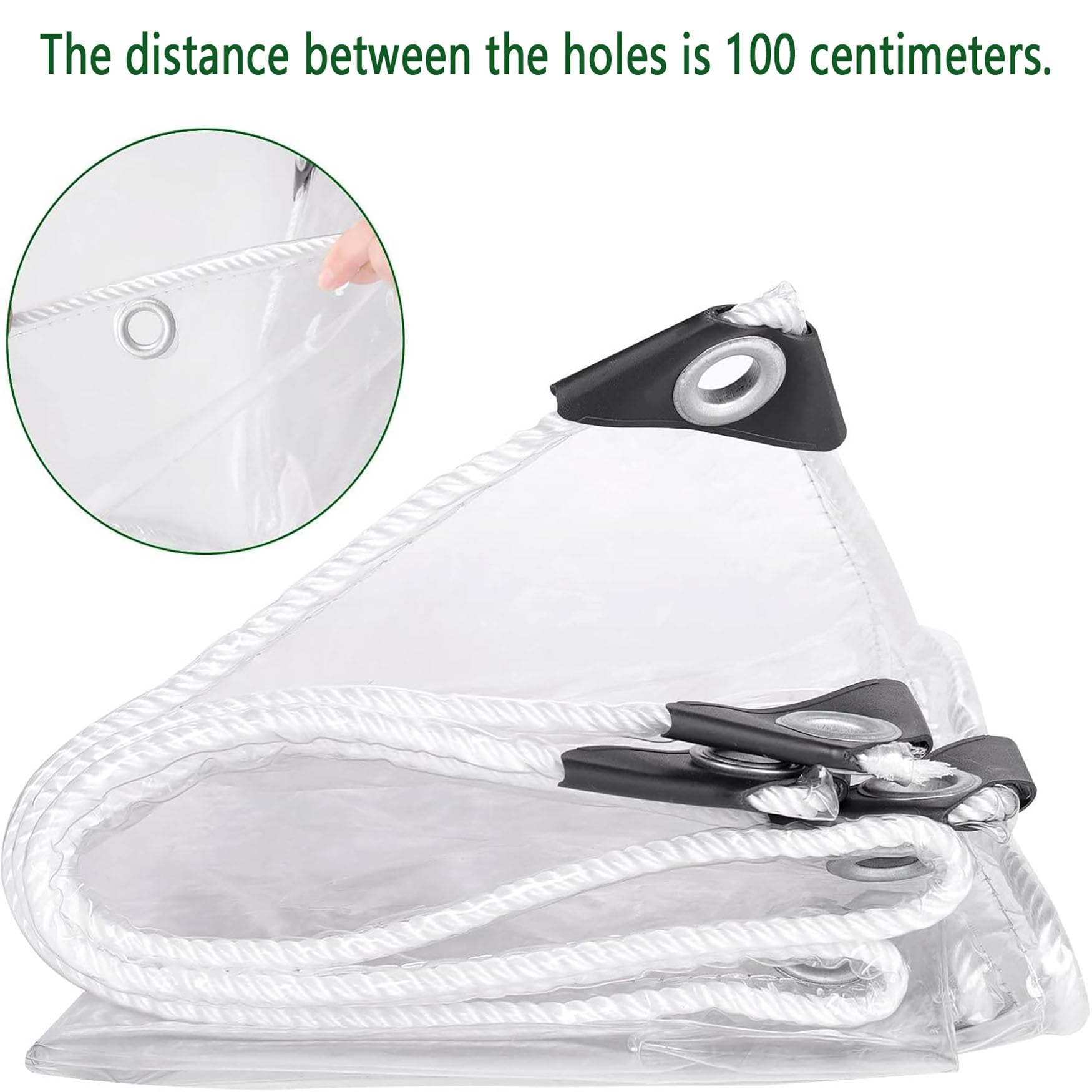 Telo Protettivo Multiuso 160 x 290 cm Multiuso Resistente UV Antistrappo Tenda Trasparente Esterno con Occhielli per Esterni, Terrazza, Pollaio, A